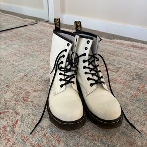 Dr. Martens White and Black Lace-Up Boots